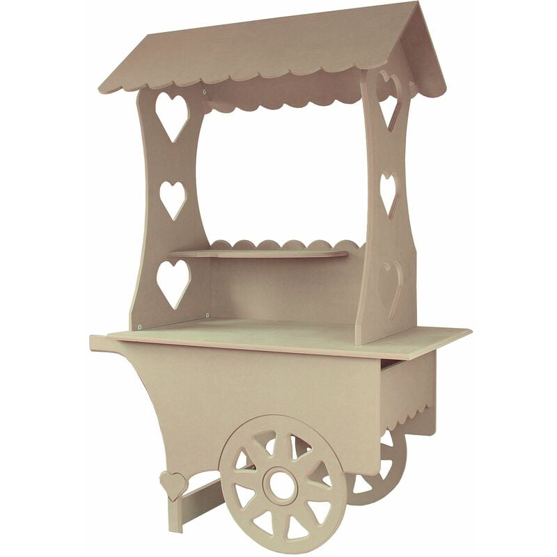 Mini Chariot en mdf Personnalisable - 132 x 87x 48cm - Présentoir de Friandises, Porte Bonbons Cadeaux d'Invités Mariage, Stand Gâteauxd Fêtes