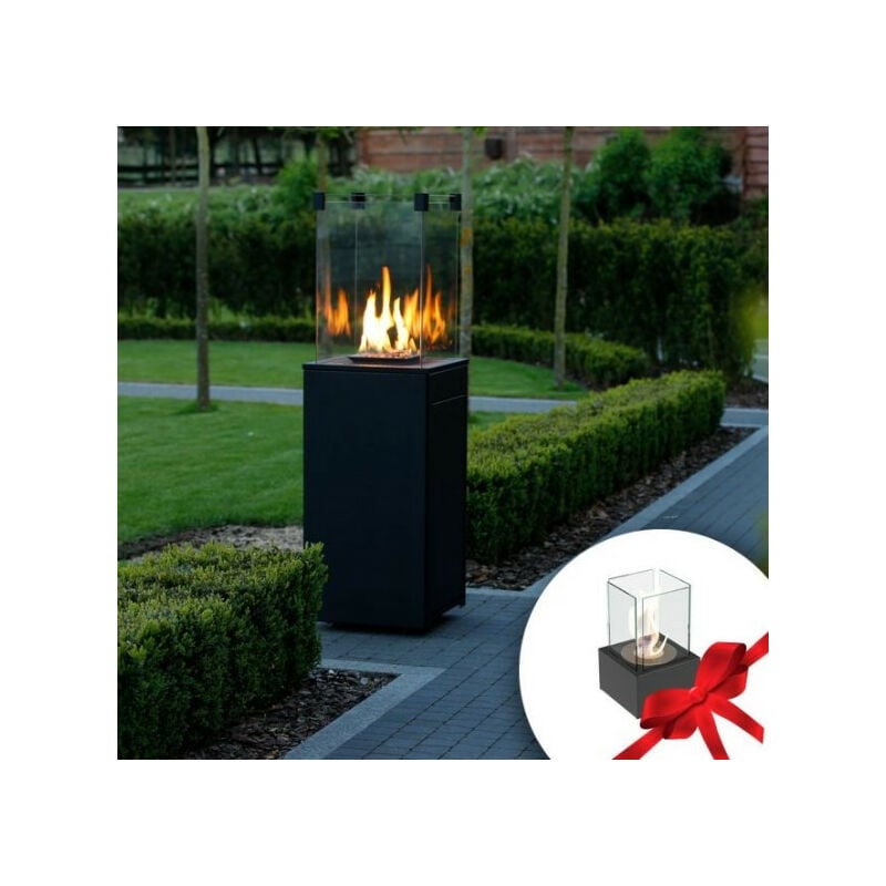 Azura Home Design - mini chauffage au gaz patio noir + cheminée bio - Noir