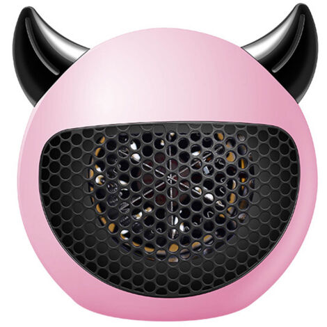 Mini Chauffage d'Appoint Rapide Forme Diable Mignon Portable Température Constante Rose 220V