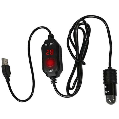 Mini chauffage d'aquarium 10 W avec thermostat - Noir