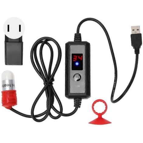 Mini chauffage d'aquarium réglable 15 W pour betta, avec affichage LED numérique, prise US 100-240 V.