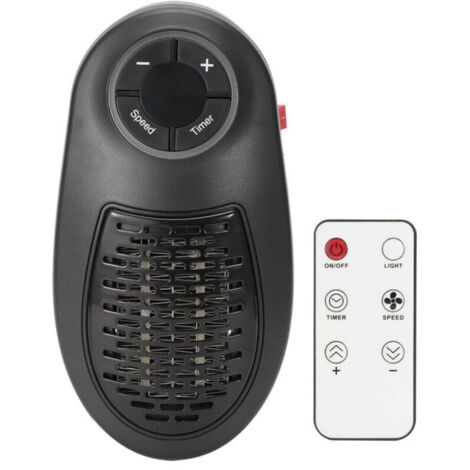 Mini chauffage domestique Télécommande Minuterie réglable 2 vitesses Réchauffeur d'air Silencieux Prise UE 220V