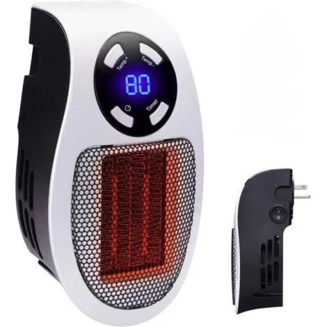 Mini Chauffage Soufflant Électrique avec Télécommande, Thermostat et Prise EU, Blanc