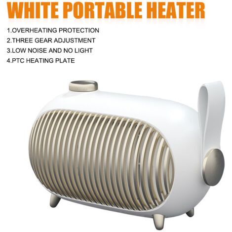 Mini Chauffage Soufflant électrique En Céramique Chauffage d'appoint 1000W Avec 3 Réglages De Chaleur Chauffage Rapide Et Silencieux à Faible Consommation D'énergie pour la maison le bureau (Blanc)