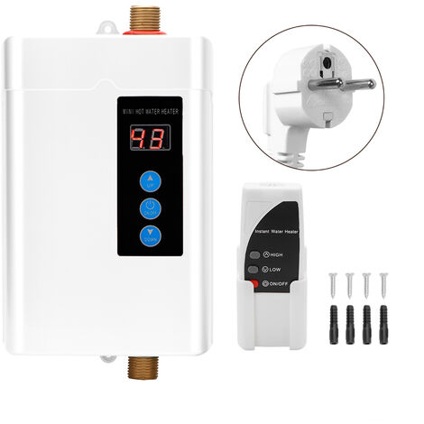 Mini chauffe-eau électrique domestique Chauffe-eau instantané sans réservoir Machine de chauffageWhite EU Plug 220V 4000W