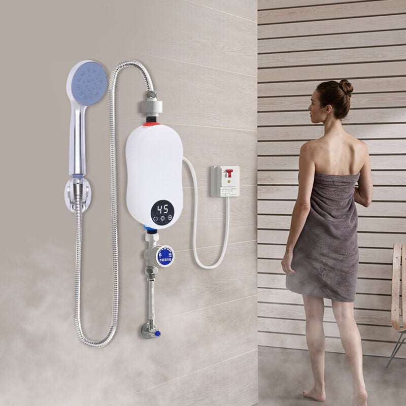 Gojoy - Mini chauffe-eau instantané de salle de bain électrique avec pomme de douche 5500W