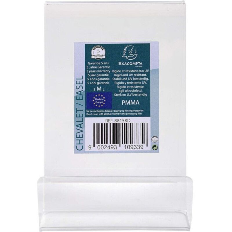 Mini chevalet - Pour document - 100x100x75mm - Plastique - Transparent - A poser
