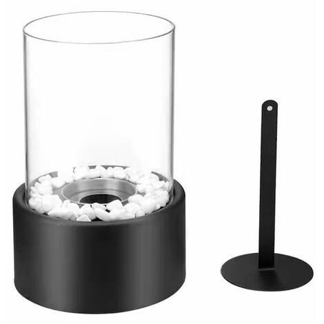 Mini chimenea personal de una pieza, chimenea redonda de alcohol, chimenea de bioetanol de mesa, decoración de paisaje de fuego real, hoguera de oficina para exterior/interior (negro)