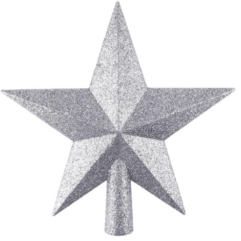 Mini Christmas Tree Topper, 4.3 Inch for Small Christmas Trees, Shatterproof Glitter Star Decoration (Silver)