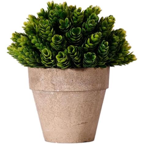 Mini ciprés artificial en maceta, pequeñas plantas de pino artificial para decoración, para el hogar, la granja o la oficina (verde)