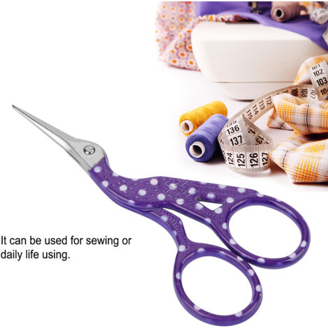 Mini Ciseaux de Couture en Acier Inoxydable Forme Oiseau pour Broderie (pointes blanches et violettes)