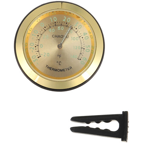 Mini Claircule de voiture Sortie d'air Quartz Horloge analogique Thermomètre Dashboard compteur (or, thermomètre)