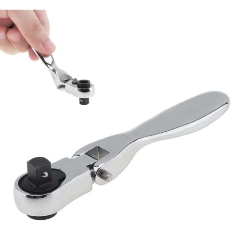 Mini clé à cliquet 1/4" en acier au chrome vanadium réversible 72 dents 2 en 1 clé à douille rapide avec tête carrée, douille