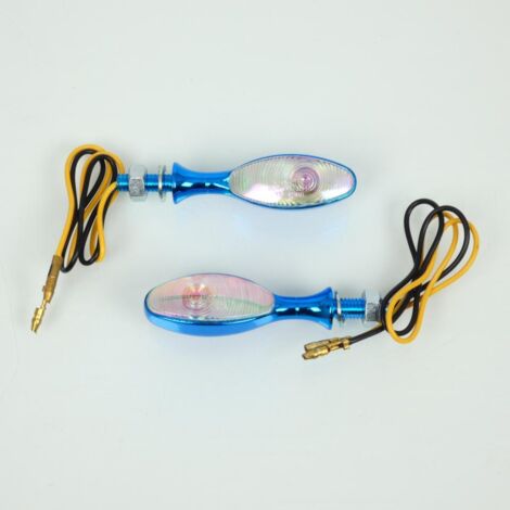Mini clignotant LED 12V aluminium oblong chromé bleu Vicma pour
