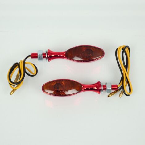 Mini clignotant Vicma LED 12V aluminium chromé rouge oblong pour
