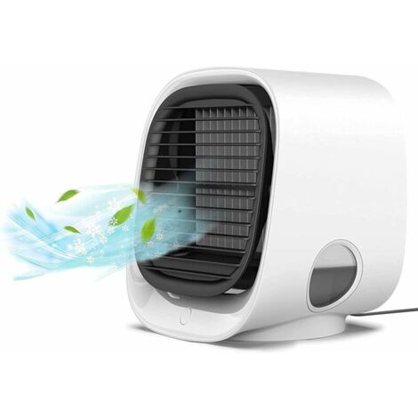 Mini Climatiseur Mobile, Refroidisseur d'aire 3 en 1 Ventilateur Climatiseur 3 Vitesses Climatiseur Portable Personnel Mini Climatiseur Silencieux pour Maison & Bureau
