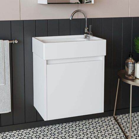 Mini Cloakroom Vanity Unit with Basin, White