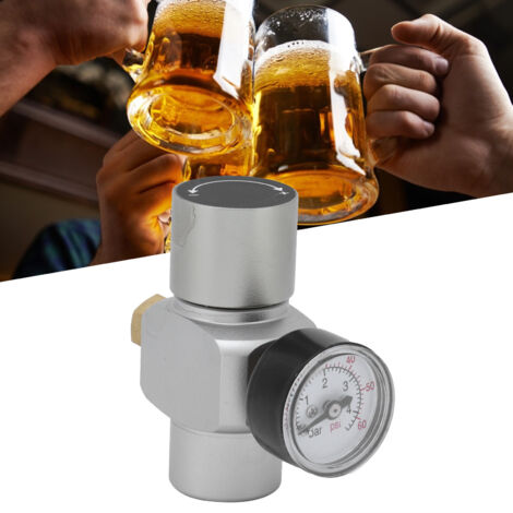 Mini-CO2-Regler mit Abschaltschalter MFL3/8" auf TR21x4 für Heimbrauen  Aluminium & Bronze  3/8"- und TR21x4-Set für 0–60 PSI Druck