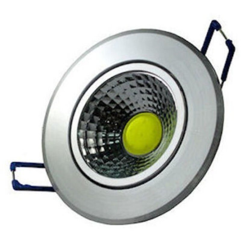 Mini Projecteur Led Cob Encastré 3w Lumière Froide/chaude Avec Ailettes En Plaque De Plâtre Argent