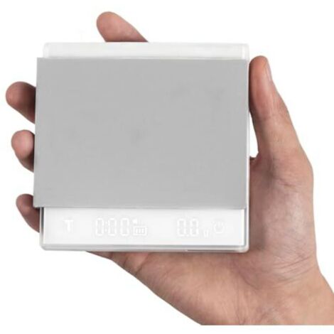 Mini coffee scale with timer, rechargeable espresso scale with gravity sensor, 2 kg/0.1 g precision scale for espresso and filter coffee, digital kitchen scale, white ES6034W-OS