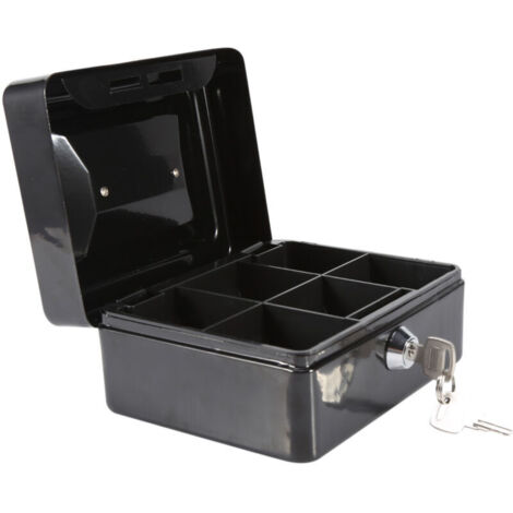 Mini Coffre de Sécurité Coffre-fort Boîte de Rangement pour Médicaments Boîte à Billets en Acier Inox avec des Clés 15 x 12 x 7,5 CM (Couleur : Noir)