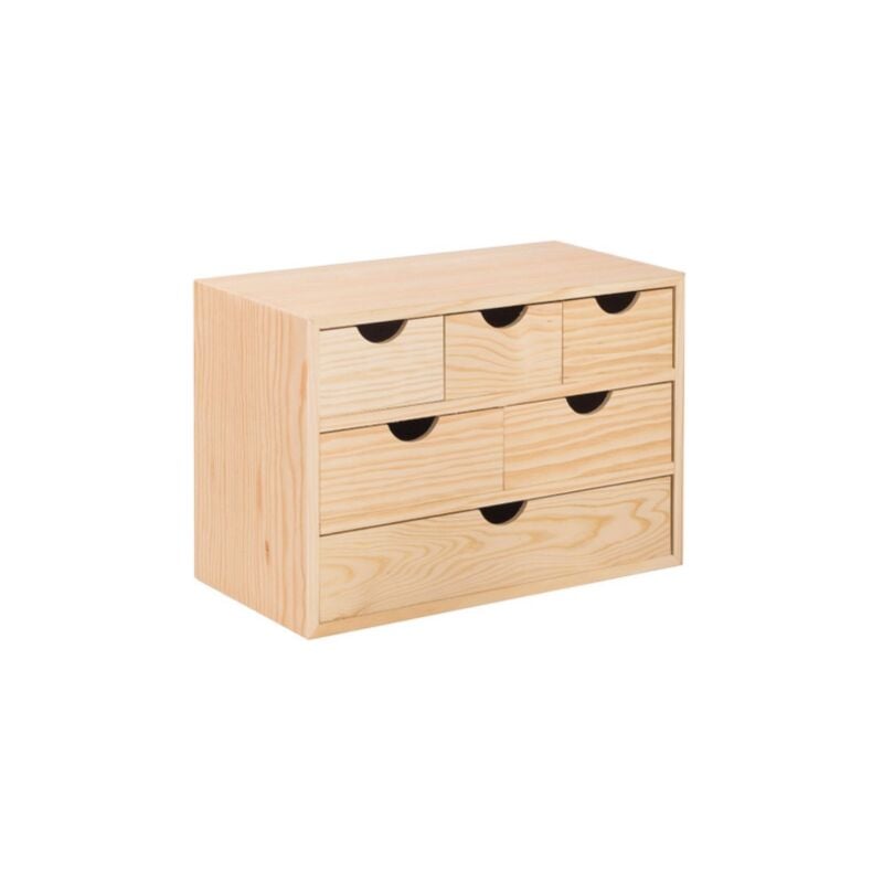 Mini commode polyvalente en bois avec 6 tiroirs 40X20X28h cm pour meuble
