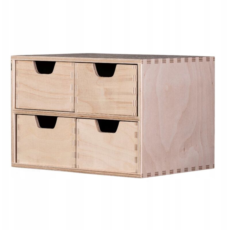 Mini commode Organisateur de bureau Boîte en bois avec compartiments, 4 tiroirs