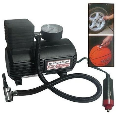 MINI COMPRESOR DE AIRE PORTATIL HOGAR VIAJES COCHE HOBBIES AC/DC 12V/220W 250PS