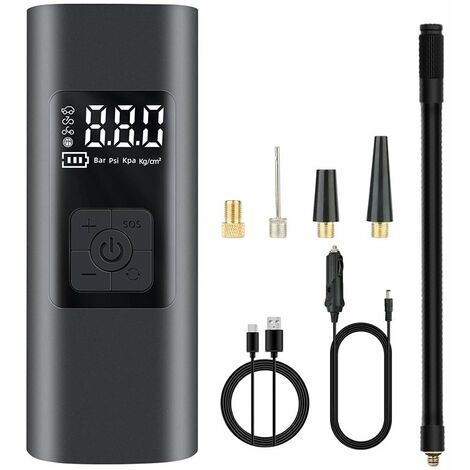 Mini compresor portátil de 6000 mAh para inflar neumáticos de coche, bomba de bicicleta eléctrica de 150 psi con luz SOS, bomba de aire recargable con pantalla LCD grande para neumáticos de coche, bol