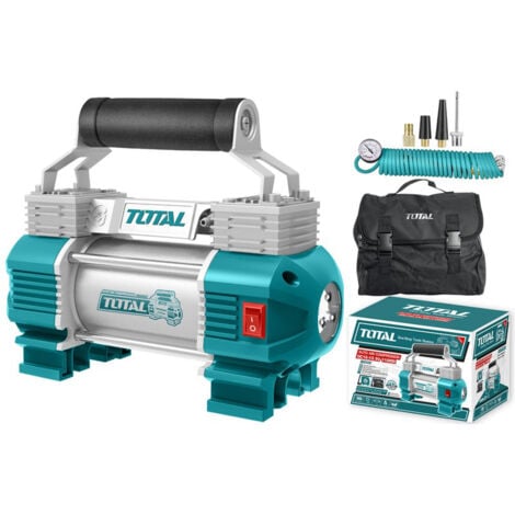 TOOLTEK MINI COMPRESSORE ARIA PORTATILE AUTO 12V GONFIATORE RUOTE 120PSI TOTAL
