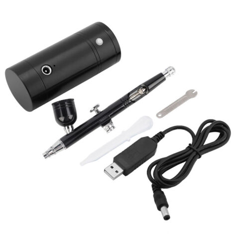 Mini compressore d'aria nero da 0,3 mm, set aerografo, capacità 7 CC, alimentazione USB, 8,4 V