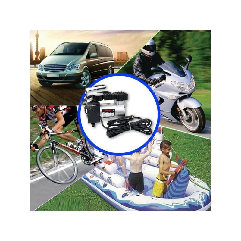 Image of Trade Shop Traesio - Trade Shop - Mini Compressore Portatile 12v 150psi Auto Moto Scooter Bici Manometro 10bar