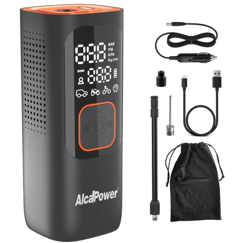Mini compresseur portable pour voiture et vélo 160 psi 3 en 1 Compresseur, PowerBank et torche