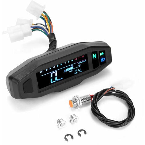 Compteur de Vitesse Moto, Universels Digital LCD Instrument Odomètre  Kilométrique Tachymètre Jauges Multifonctions con Sensore di Velocità