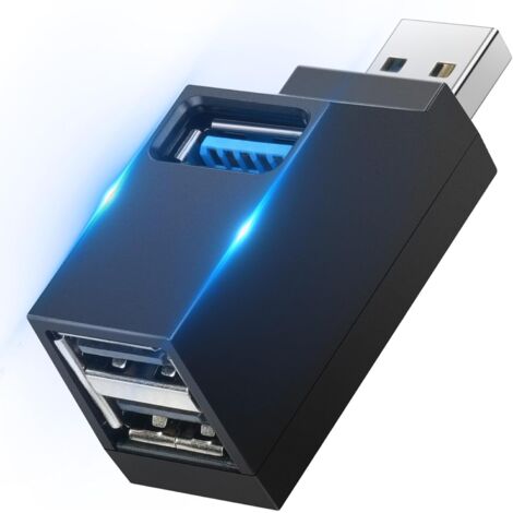 Mini concentrador USB, concentrador USB 3.0 de 3 puertos (1 USB 3.0 + 2 USB 2.0), adaptador USB con alimentación para transferencia rápida de datos, compatible con unidades flash USB, computadoras por