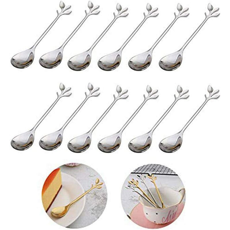 Bares - Mini conception de branche de thé à café / cuillère à café / fourchette à fruits / outil de cuisine / cuillère-cadeau / 12 pièces
