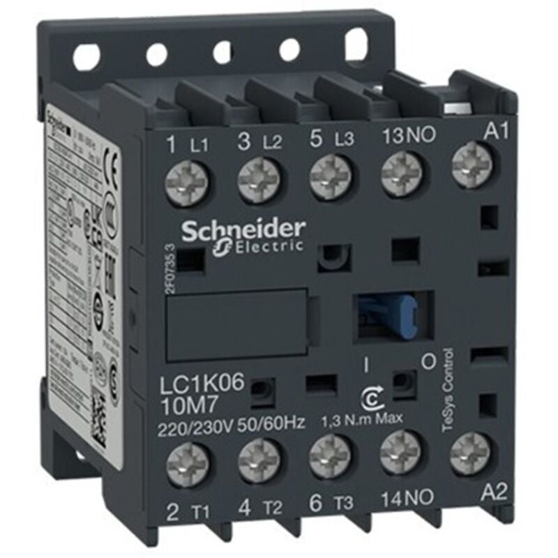 Lc1k0610m7 Schneider - Mini Contacteur Tripolaire - 3no - 6a - Bobine 230vca - Vis étrier - Tesys Lc1k06
