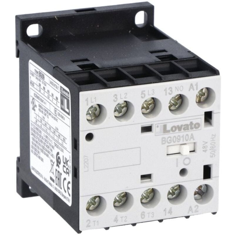 Mini contacteur Lovato tripolaire 9A bobine ac-24V 1NA 11BG0910A024