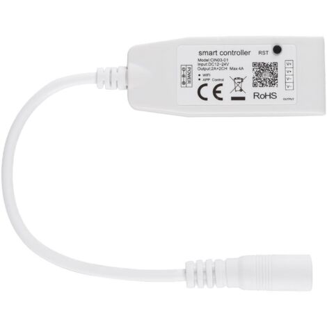 Mini Contrôleur Variateur Ruban LED 12/24V DC Monochrome WiFi  Blanc