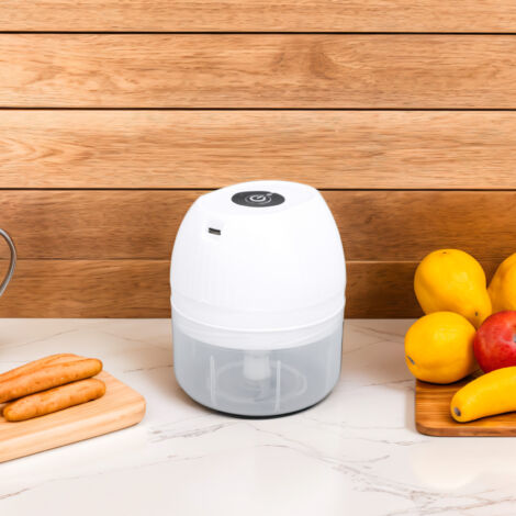 Mini cortadora eléctrica de verduras, 250 ml, inalámbrica, multifuncional, blanca