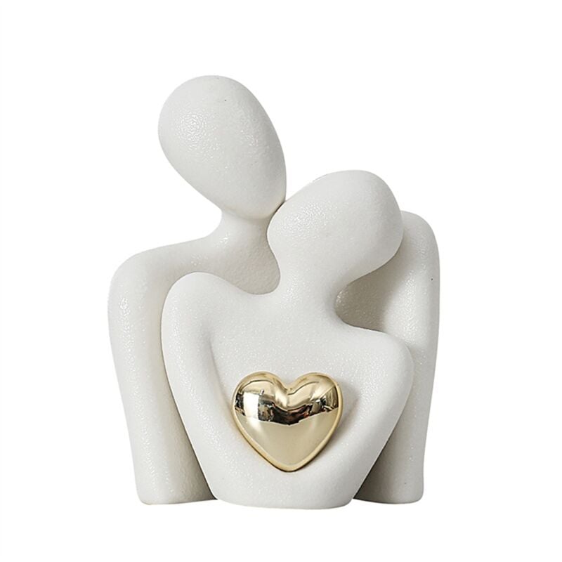 Mini Couple Statue Meuble TV DéCor Sculpture Abstraite Bibelots DéCor à Couples Amour Bureau Montrer PièCes Blanc A