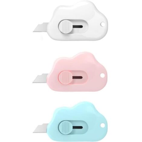 Mini couteaux utilitaires - Noname - Coupe-boîte en forme de nuage - 3 couleurs - Rétractable - Portable