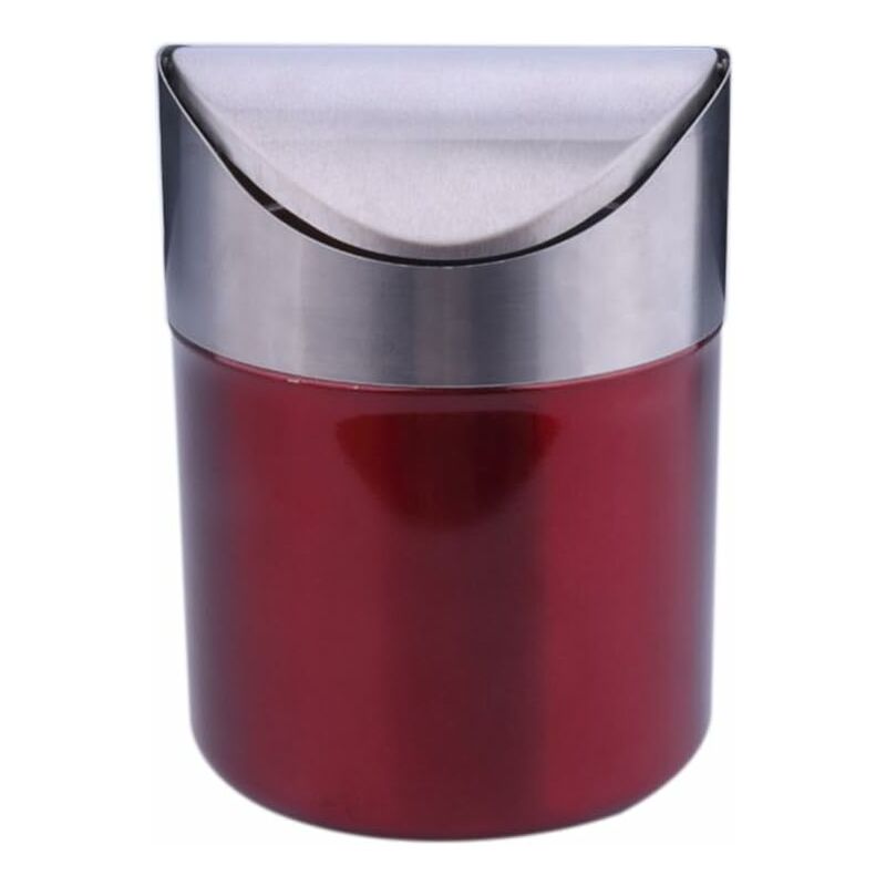 

Mini cubo de basura de acero inoxidable con tapa abatible para mesa (rojo)