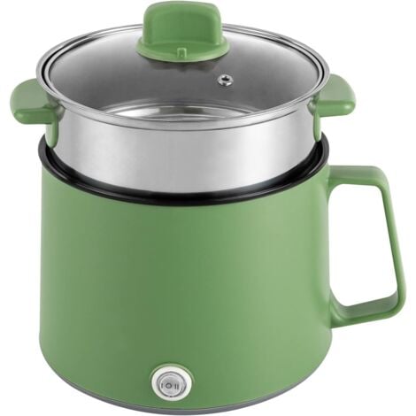 Mini Cuiseur Vapeur Électrique 1,7 l Double Cuiseur Électrique Multifonction Cuisinière à vapeur Antiadhésif Pour Cuire à la Vapeur, Cuisiner, Rôtir(Vert)