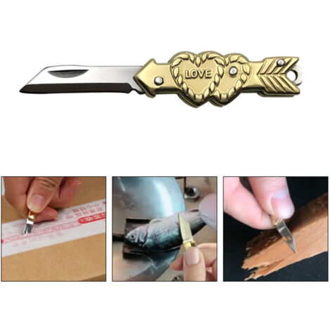 Mini Cutter de Poche en Forme de Cœur Outil de Survie EDC Pliable Découpeur Éplucheur