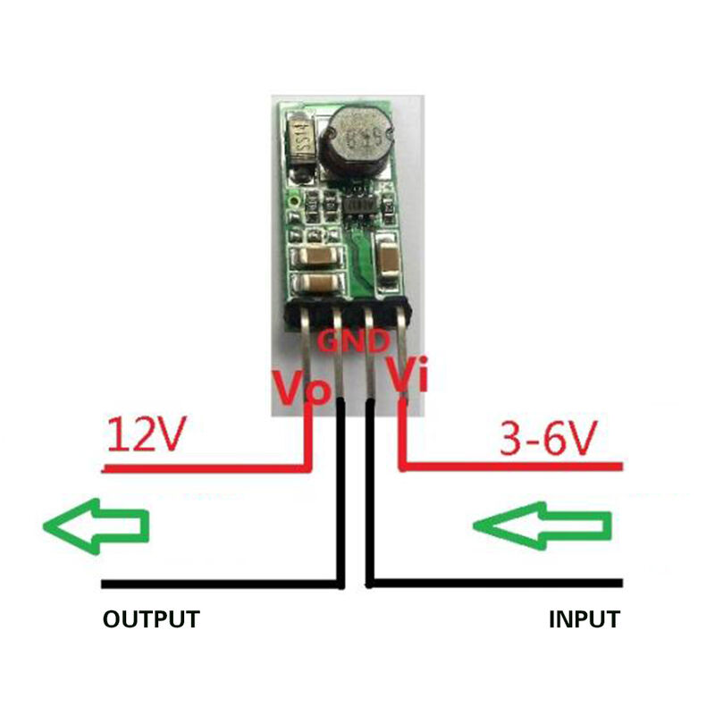 

Mini DC-DC 3.3V 3.7V 4.5V 5V a 12V Step Up Boost Converter Module, para Smart Home