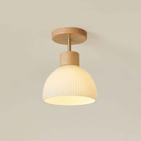 Mini-Deckenleuchte mit warmem Licht, Kronleuchter aus Holz und Glas, schlichte Landhauslampe, E27-Innenbeleuchtung, dekorative Leuchte, Kronleuchter im Landhausstil, Ankleidezimmer und Kinderzimmer [K