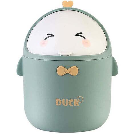 Mini-Desktop-Mülleimer mit Deckel, tragbarer, niedlicher Mülleimer im Cartoon-Stil, Büro-Mülleimer, kleiner Badezimmer-Mülleimer, für Schlafzimmer, Büro, Wohnzimmer (grün)