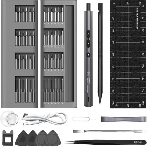 Mini destornillador eléctrico de precisión, kit de destornillador de precisión 62 en 1, carga USB y luz LED, mini destornillador de precisión para reloj, gafas, teléfono, computadora, portátil, juguet