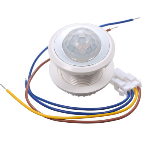 Mini détecteur mouvement PIR 40W AC100-265V, temporisation 15s/45s/5min, seuil luminosité réglable